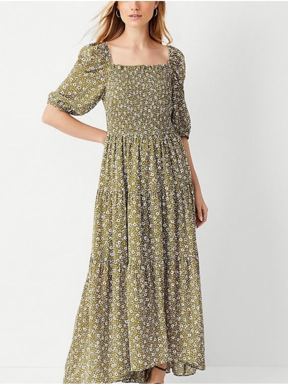 Ann Taylor Floral Smocked Maxi Dress - Size 0